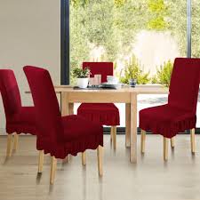 Dining room chair slipcovers parsons chair covers sets stretch dining chair covers removable kitchen chair covers chair protector covers Unique Bargains Ruffled Skirt Dining Chair Cover Set Coffee M Walmart Com Walmart Com