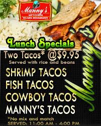 We did not find results for: Two Tacos Lunch Specials With Rice And Manny S Lakewood Facebook