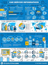 Infographic Of Car Service And Oil Use Statistics Stock
