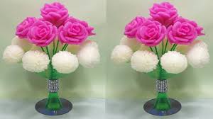 Discover breathtaking flower pictures / slideshow. Plastic Bottle Vase Craft Idea Diy New Design Bottle Flower Vase Foam Se Guldasta Banane Ki Vidhi Youtube