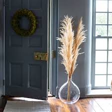 Antiqued Brass Candlestick Tall Terrain Pampas Grass Decor Grass Decor Pampas Grass