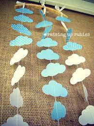 Paper Garland Clouds Polka Dots Nursery Baby Shower Decor Decoracao Cha De Bebe Ideias Para Chas De Bebe Cenario Aniversario