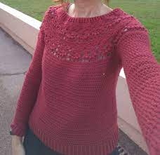 The advantage of starting at the top is you can see how it is coming out and extrapolate the width. Berry Crochet Sweater Top Down Round Yoke Silk Wool