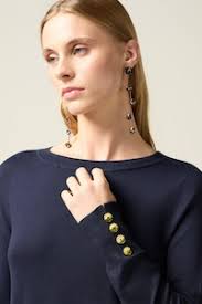 Motivi, Cardigan cu detalii striate si nasturi, Bleumarin, L