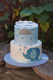 Blue And White Elephant Baby Shower Cake Elephant Baby Shower Cake Baby Shower Cakes Baby Shower Cakes For Boys