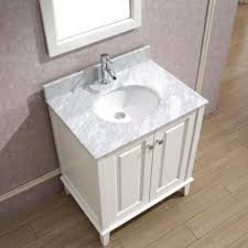 Alexander 30 inch astoria cream white bathroom vanity with or without top, solid wood vanity features clean lines with a stepped door profile for a modern look. Studio Bathe Lily 30 In Vanity In White With Marble Vanity Top In White And Mirror Lily 30 White Carrera The Home Depot Small Bathroom Vanities Bathroom Vanity Diy Bathroom Vanity