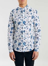Premium White And Blue Floral Print Shirt In Liberty Art Fabric Formal Shirts For Men Printed Shirts Floral Print Shirt