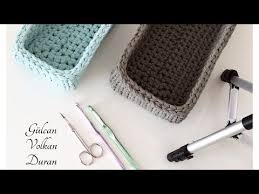 Penye Ipten Dikdortgen Sepet Yapimi 2 Youtube Sepetler Orgu Tig Isleri