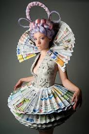 Pleated Newspaper Dress By Posh Fairytale Couture Paper Dress Recycled Dress Newspaper Dress