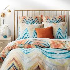 Vera wang queen comforter sets sets. Marble Chevron Blue Orange Sateen Bedding Metal Beds Chevron Bedding Modern Duvet Covers