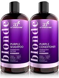 To keep blonde hair looking bold, invest in one of the following purple shampoos to neutralize yellow hues and offset a brassy finish. Amazon Com Artnaturals Purple Shampoo And Conditioner Set 2 X 16 Fl Oz 473ml Protects Balances And Tones Bleached Color Treated Silver Brassy And Blonde Hair Sulfate Free Beauty