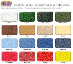 Spray Lining Color Chart Bed Liner Paint Truck Bed Liner