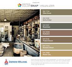 Haven't seen anyone who sells sherwin williams although i'd figure there's got to be someone somewhere around here too. I Found These Colors With Colorsnap Visualizer For Iphone By Sherwin Williams Olive Grove Sw 7734 Drift Of Mist Sw 916 Cozy House Sherwin Williams Rustic