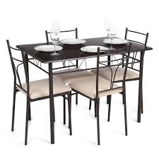 Brown Ikayaa Modern 5pcs Metal Frame Padded Dining Table Chairs Set Lovdock Com Modern Kitchen Tables Metal Dining Table Modern Kitchen Furniture