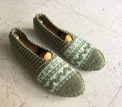 chaussons coton 38 39 tricotes main jacquard ideal avion detente canape lit jacquard chaussons tricot