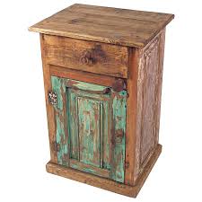 Painted Wood Rustic Nightstand 1 Door 1 Drawer