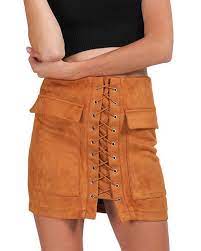 Real suede brown lace up mini skirt u.k. Lace Up Faux Suede Mini Skirt Boogzel Apparel