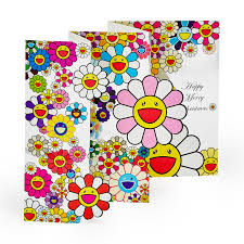 Takashi Murakami Christmas Flowers Holiday Cards Set Of 12 In Color Holiday Card Set Holiday Cards Takashi Murakami