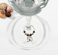 50th Wine Glass Charm Swarovski Crystal 50th Birthday Gift 50th Celebration 50th Party Golden Charms Swarovski Wine Glass Charms 50th Birthday Gifts
