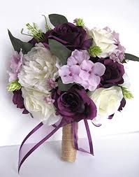 Globalrose.com has been visited by 10k+ users in the past month Amazon Com Wedding Bouquet 17 Piece Bouquet Set Bridal Flowers Plum Lavender Lilac Country Wedding Flowers Silk Flower Bouquet Rosesanddreams Home Kitchen