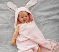 Don't worry we're not giving our bunny a traditional bath! Bunny Baby Hooded Towels Pottery Barn Kids