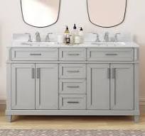 Home Decorators Collection Talmore 60 in. Double Sink Sky Grey Bath Vanity  with White Engineered Carrara Marble Top (Assembled) VA-FC0201 - The Home  ...