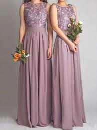 Dusty Mauve Bridesmaid Dresses For Wedding With Applique Pleat Jewel Sleeve Popular Bridesmaid Dresses Bridesmaid Dresses Long Chiffon Cheap Bridesmaid Dresses