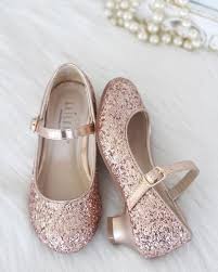 Rose Gold Rock Glitter Maryjane Heels Flower Girl Shoes Flower Girl Shoes Gold Rose Gold Shoes