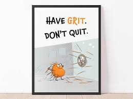 Don't Quit Digital Wall Art for Kid, Printable Have Grit Illustrations,  Colorful Game Inspirational Don't Give up for Child Instant Download