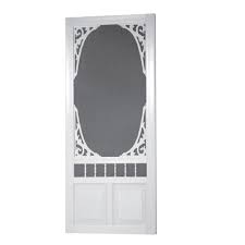 Screen Tight 32 In X 80 In Georgian Solid Vinyl White Screen Door Gan32 The Home Depot Vinyl Screen Doors Decorative Screen Doors Vintage Screen Doors