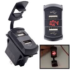 Car Styling 12v Dual Port Usb Charger Socket Voltage Voltmeter Rocker Switch Panel Car Boat Car Usb Charger Car Dual Usb