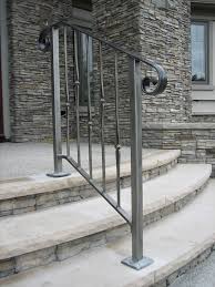 Exterior Steel Railing By Old Dutchman S Wrought Iron In Getzville New York Iron Handrails Railings Outdoor Outdoor Stair Railing