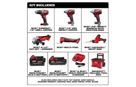 The milwaukee orbital sander, model 2648 is a variable speed sander that boasts a run time of 35 minutes with a 3ah battery. Milwaukee Milwaukee 2698 26po M18 18 Volt Lithium Ion Cordless Combo Tool Kit 6 Tool With 2 Batteries Charger And Packout Rolling Tool Box Second Chance Tools And More