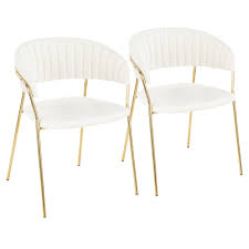 Tania Contemporary Glam Chair In Gold Metal With White Velvet By Lumisource Set Of 2 Walmart Com Side Chairs Dining Dining Chairs Contemporary Chairs