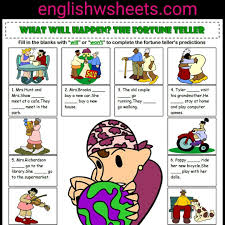 Simple Future Tense The Fortune Teller Esl Printable Grammar Worksheet For Kids Simple Future Tense Fortu English Exercises Activities English Activities
