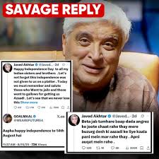 When it comes to speaking his mind, nobody does it like Javed Akhtar Saab!  A troll tried to drag him into wishing Pakistan's Independence Day… and the  legendary writer shut it down
