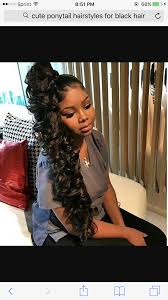 Cornrow hair into a high ponytail, and braid loose hair into a fishtail braid, adding texturizing hair spray to help hold the braid. Pin By Chavel Smith On Hair Weave Ponytail Hairstyles Ponytail Hairstyles Curly Hair Styles