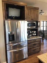 Tv In Cabinet Above Refrigerator Kitchen Cabinet Design Kitchen Remodel Tv In Kitchen