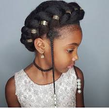 Crown Braid With Accessories On Natural Hair Natural Hair Styles Kids Hairstyles For Wedding Kids Hairstyles