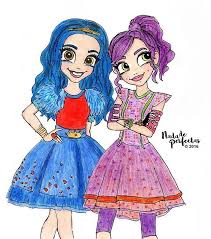 Mal And Evie Drawing From Descendants Disney Drawings Kawaii Disney Bff Drawings