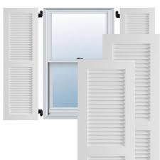Kitchen window shutters home depot. Ekena Millwork 15 X 63 True Fit Pvc Two Equal Louver Shutters White Per Pair 1569693 The Home Depot