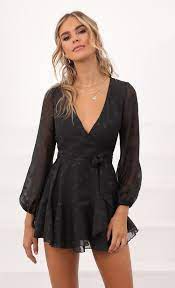 Party Dresses Lexi Ruffle Wrap Dress In Black Floral