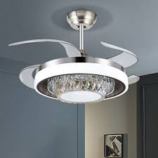 Led lighting is the way of the future and for good reason. Modern Circular Ceiling Fan Light Cut Crystal Led Flush Mount In Silver With Remote Control Frequency Conversion Beautifulhalo Com