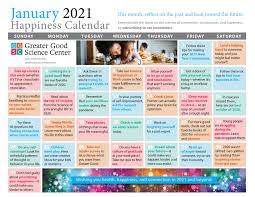 Your Happiness Calendar for January 2021