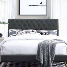 Sevilla peyton shell king modern tufted upholstered platform bed headboard and wood frame with wood slat support this bed boosts square tufting rounds on this bed boosts square tufting rounds on the headboard and adds a contemporary look to any bedroom. Helena Tufted Upholstered Linen Fabric Headboard Contemporary Modern Furniture Modway