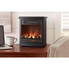 With its 5,200 btu infrared heater, the electric fireplace can warm even the largest rooms. Hampton Bay Crestland 13 In Desktop Electric Fireplace In Black Est 13 10 Y The Home Depot