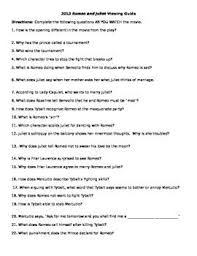Students Should Complete This Viewing Guide While Watching The 2013 Version Of Romeo And Juliet The Questi This Or That Questions Writing Standards Fundations