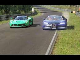 Ferrari Laferrari Vs Bugatti Chiron At Nordschleife Youtube Ferrari Laferrari Bugatti Chiron Bugatti