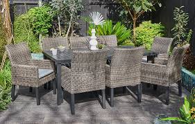 Small dining table synthetic rattan glass 90x90x75cm table outdoor garden rania. Rattan 8 Seater Garden Dining Set Garden Furniture Out Out