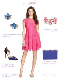Bring on the bright colors and florals. Hot Pink Lace Dress
